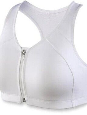 Moving Comfort Grace Sport Bra Front-Zip White Sports Bra Sz XL New WL355